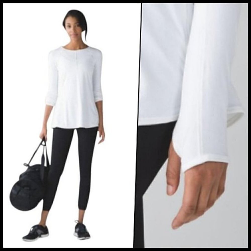 Lululemon Pleated Back Folwy Relaxed Long Sleeve White size 4  NWOT - Picture 2 of 8
